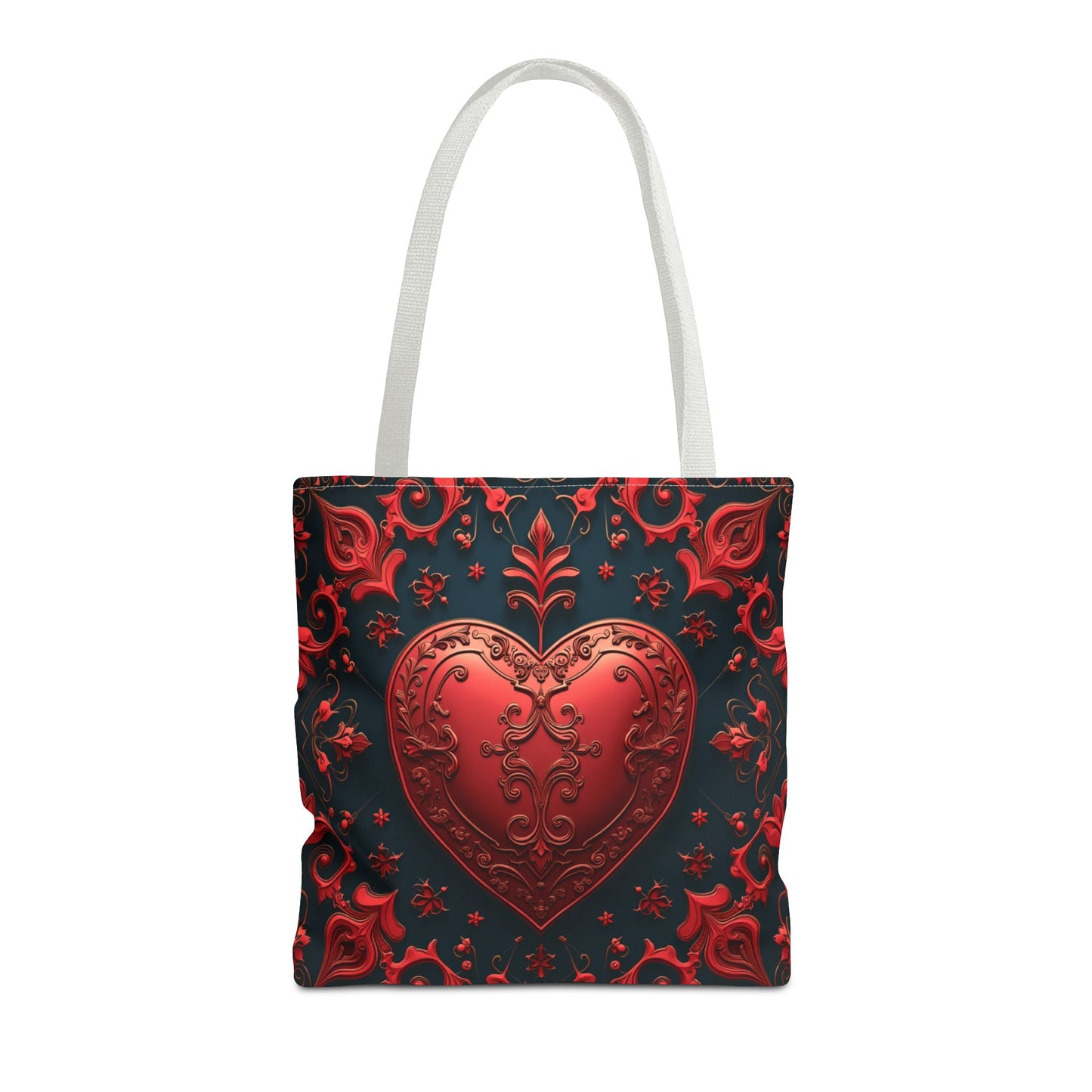 Intricate Red Heart Design Tote Bag (AOP)