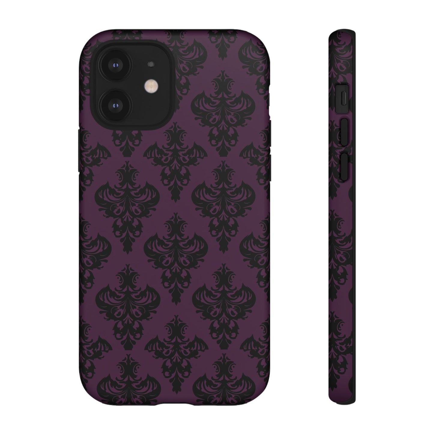 Purple and Black Victorian Damask Pattern Tough Cases