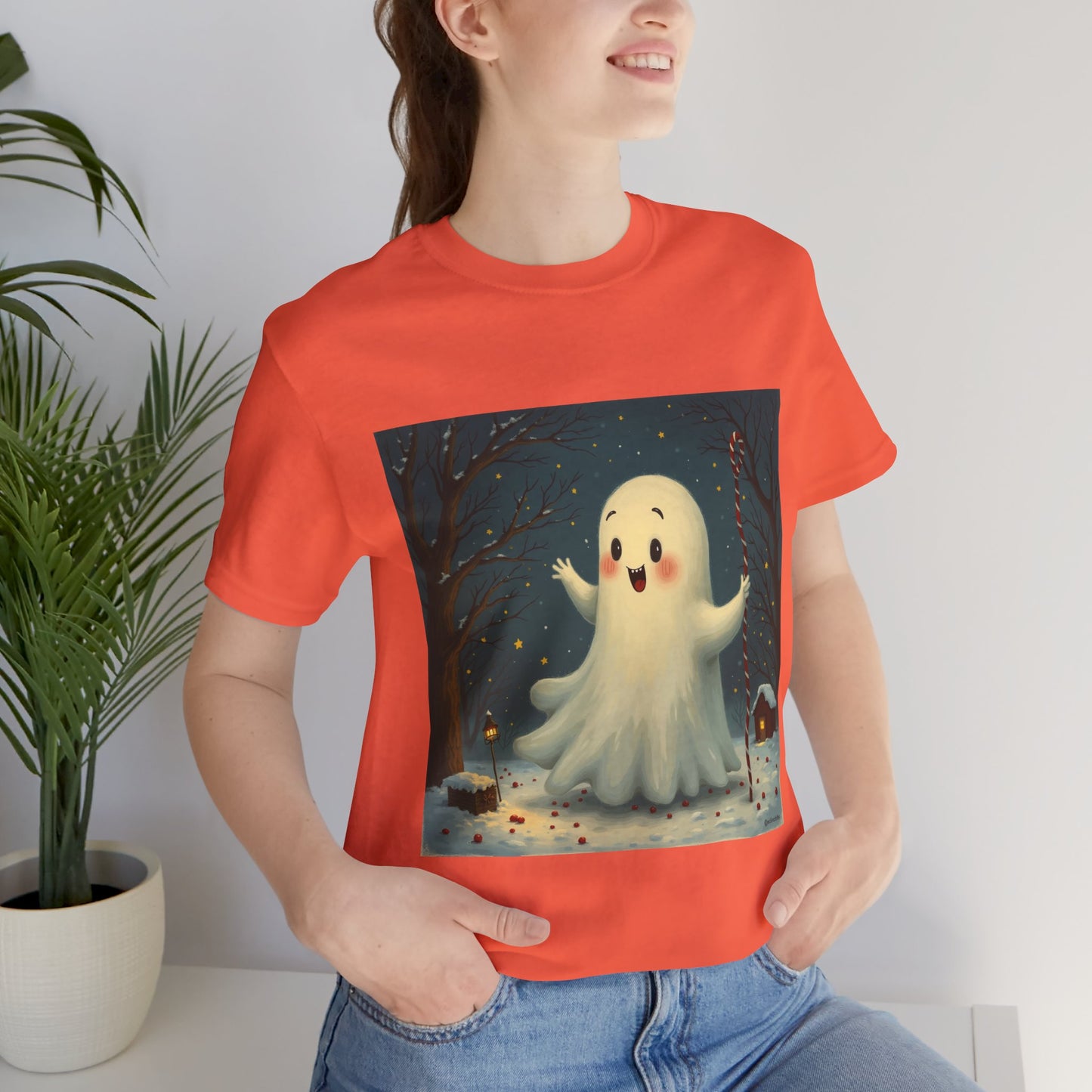 Cute Holiday Ghost Unisex Jersey Tee