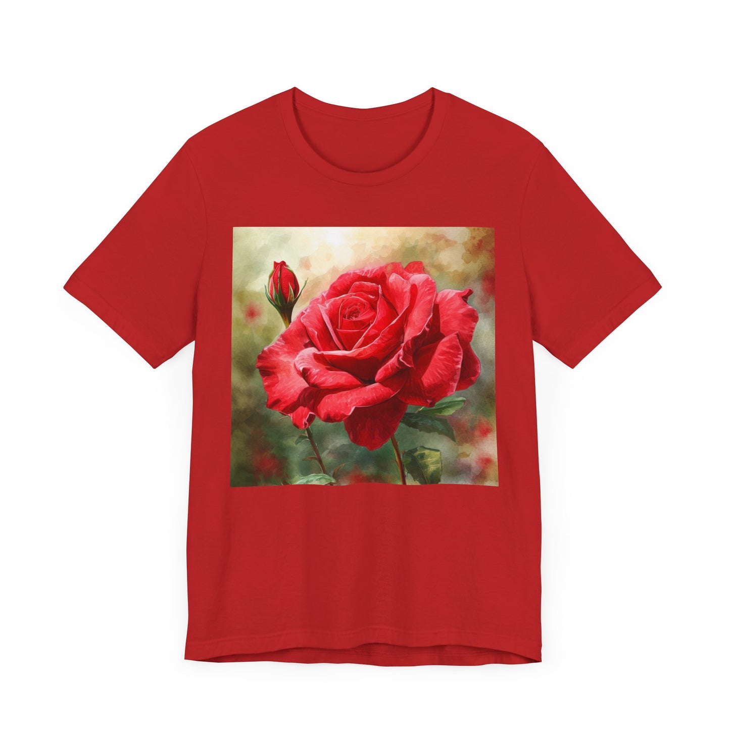 Elegant Rose Short Sleeve Tee - Perfect for Nature Lovers & Everyday Comfort