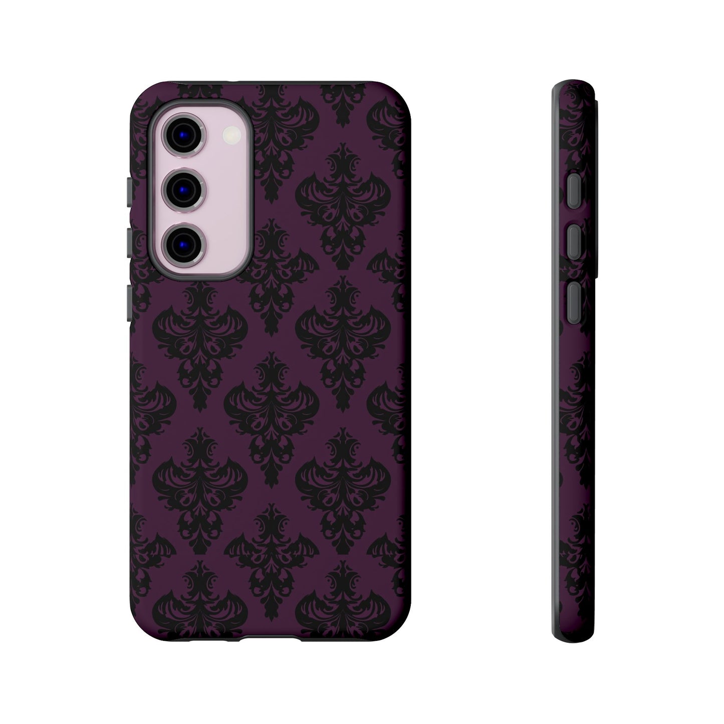 Purple and Black Victorian Damask Pattern Tough Cases