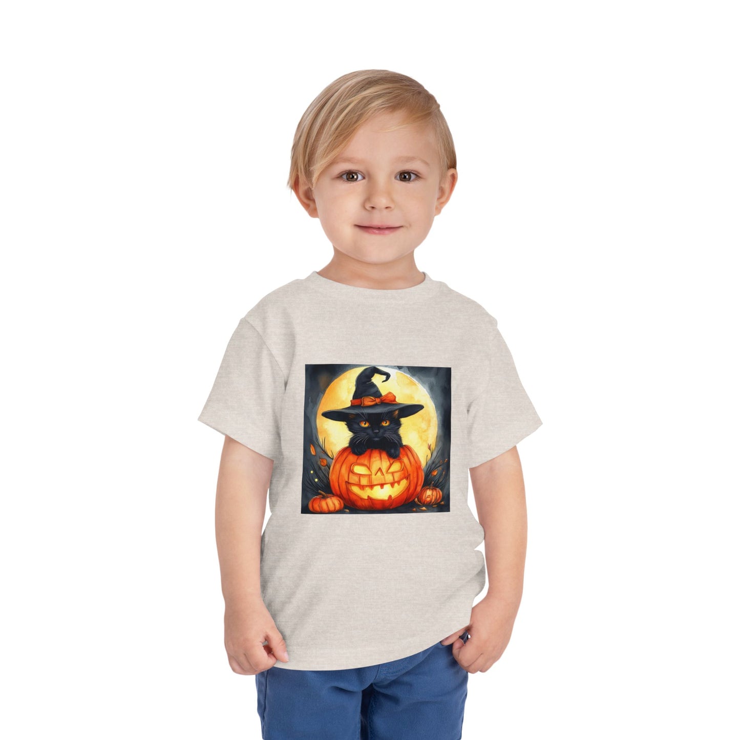 Cat In a Jack O' Lantern Toddler Short Sleeve Tee