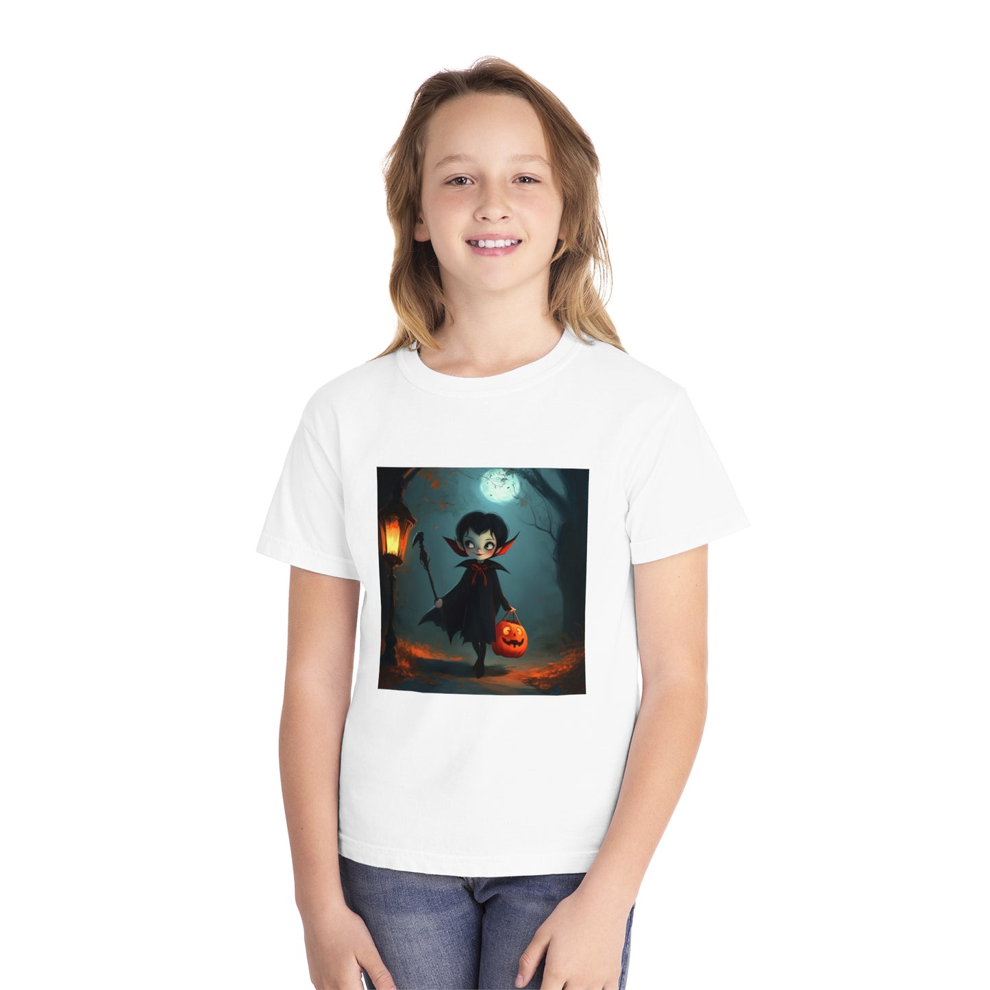 Cute Trick or Treating Vampire Youth Midweight Tee