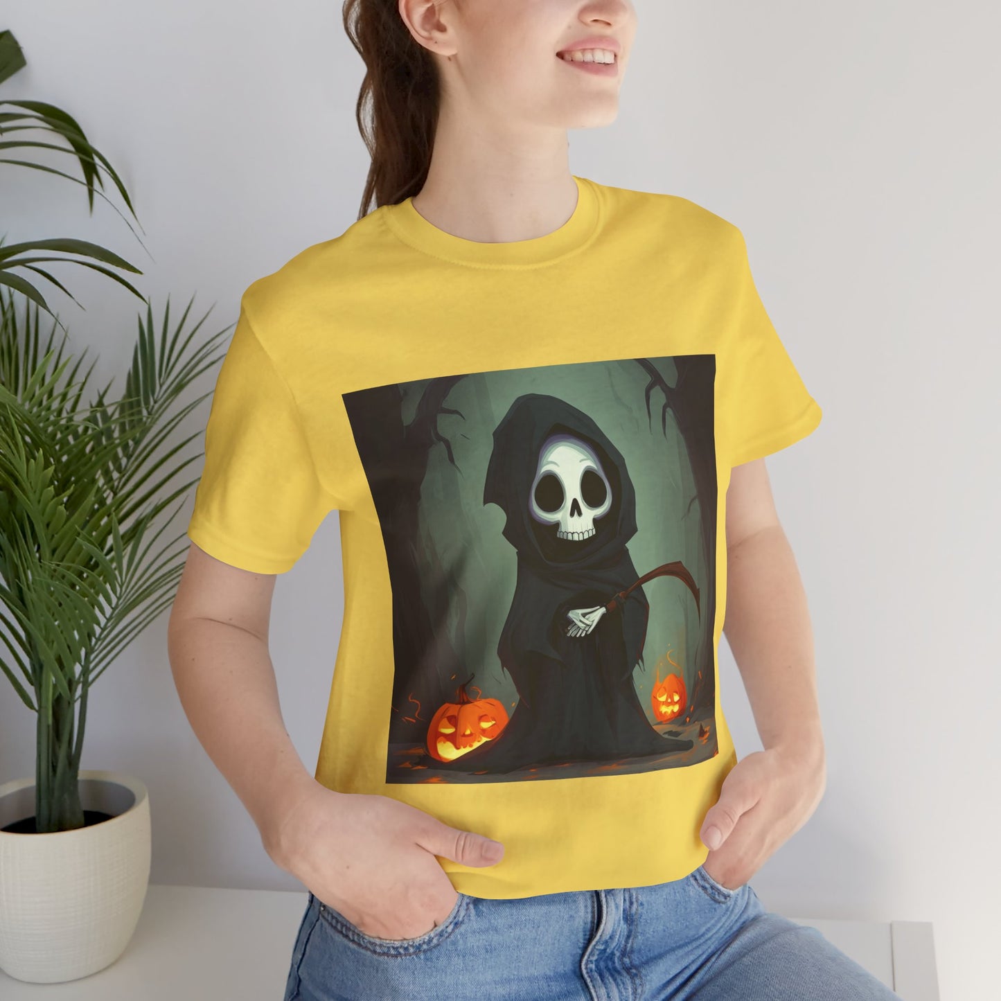 Spooky Forest Grim Reaper Unisex Jersey Short Sleeve Tee