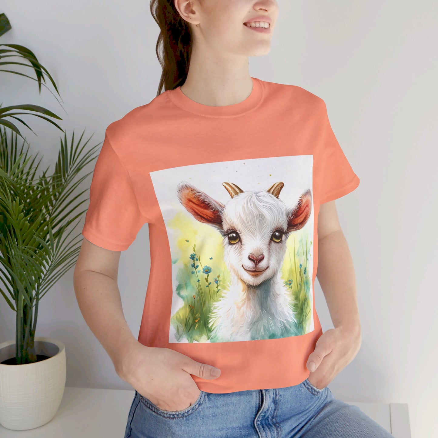 Cute Cartoon Goat Unisex Jersey Short Sleeve Tee