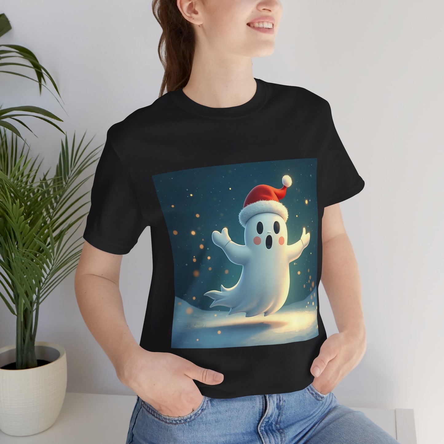 Cute Cartoon Ghost of Christmas Presents Unisex Jersey Tee