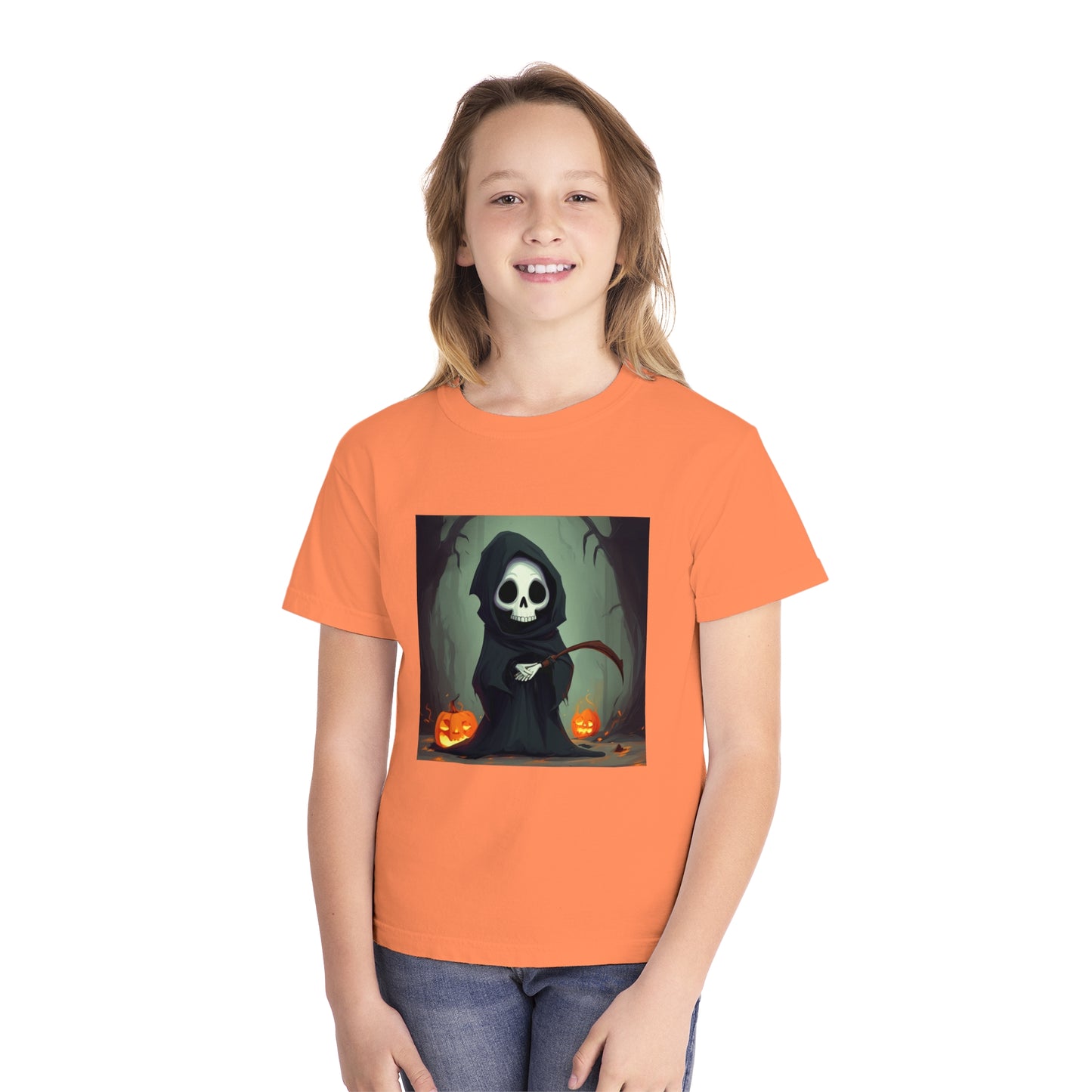 Spooky Forest Grim Reaper Youth Midweight Tee