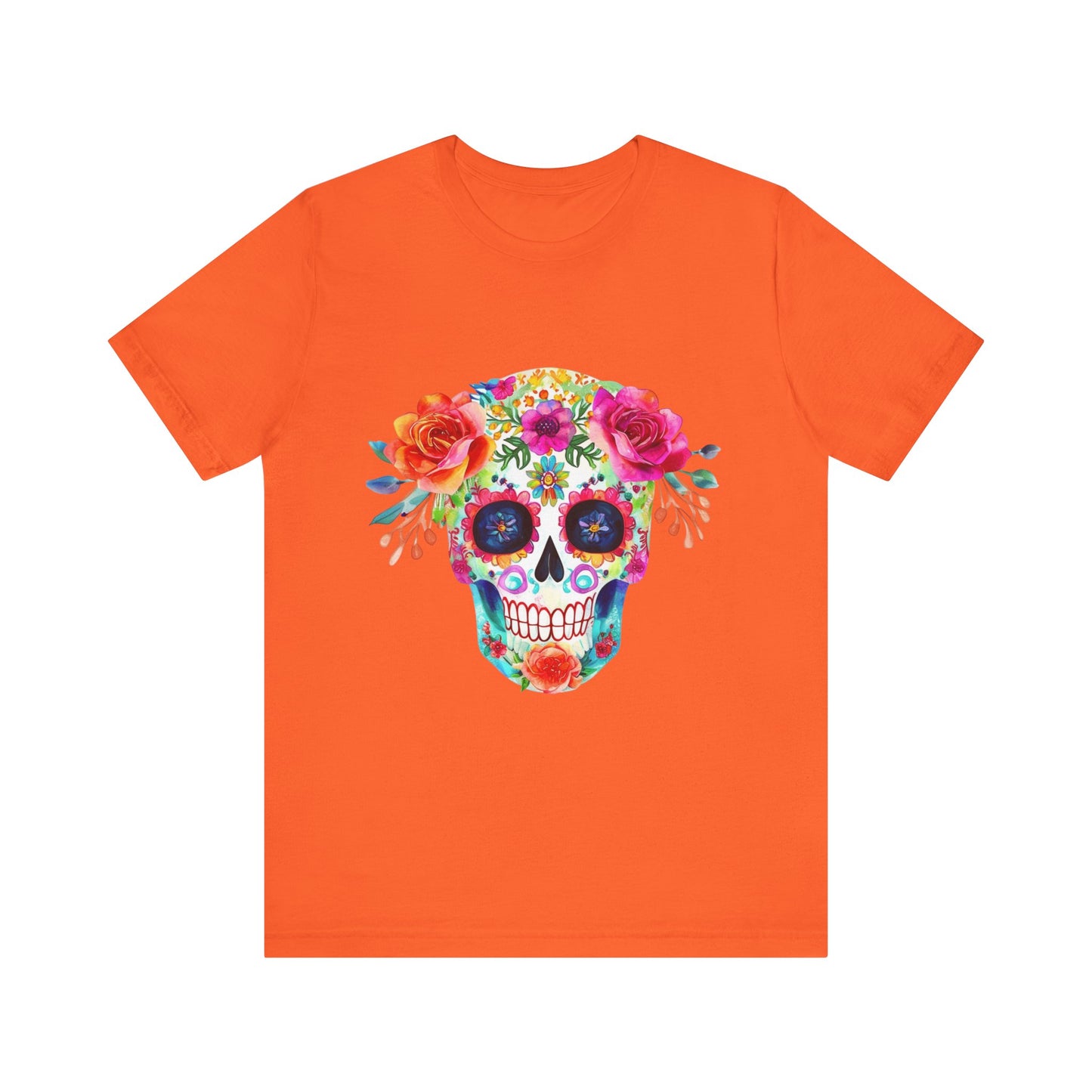 Day of the Dead Floral Sugar Skull Unisex Jersey Short Sleeve Tee