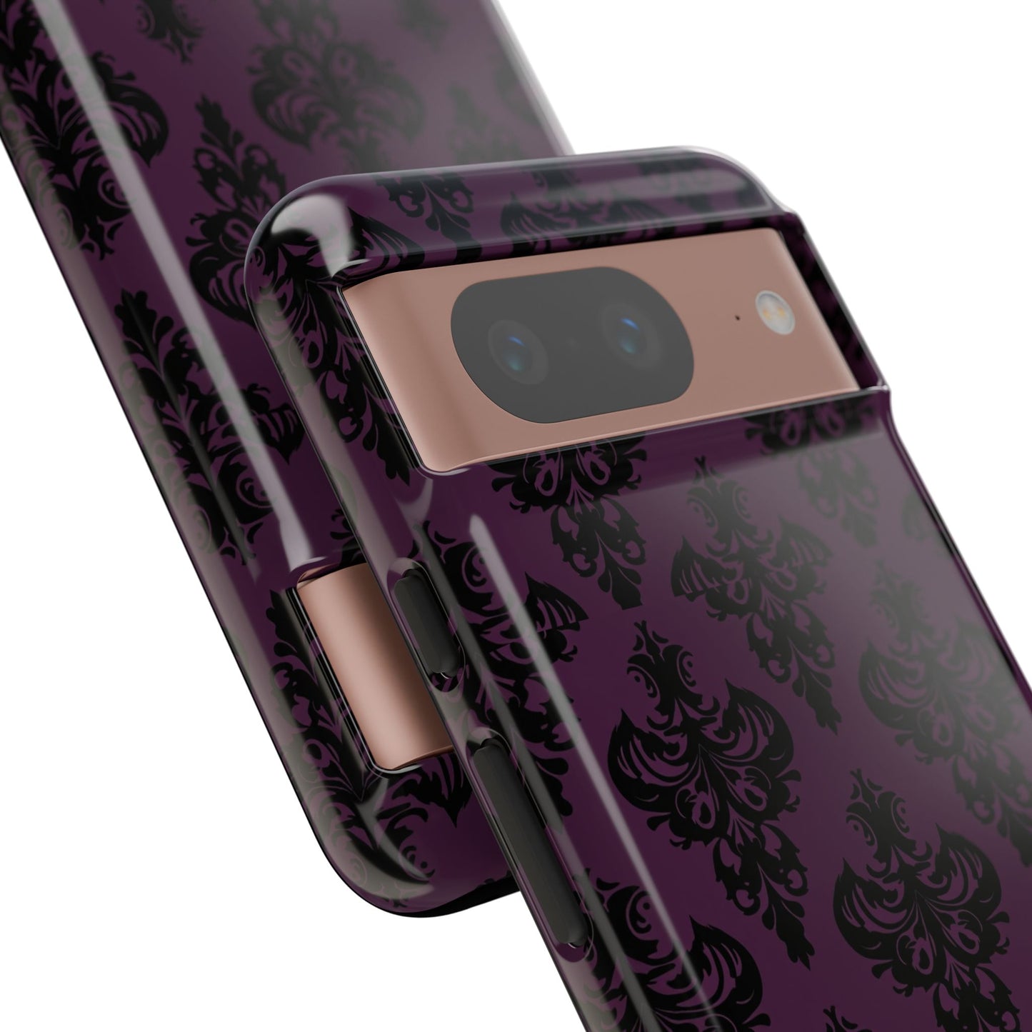 Purple and Black Victorian Damask Pattern Tough Cases