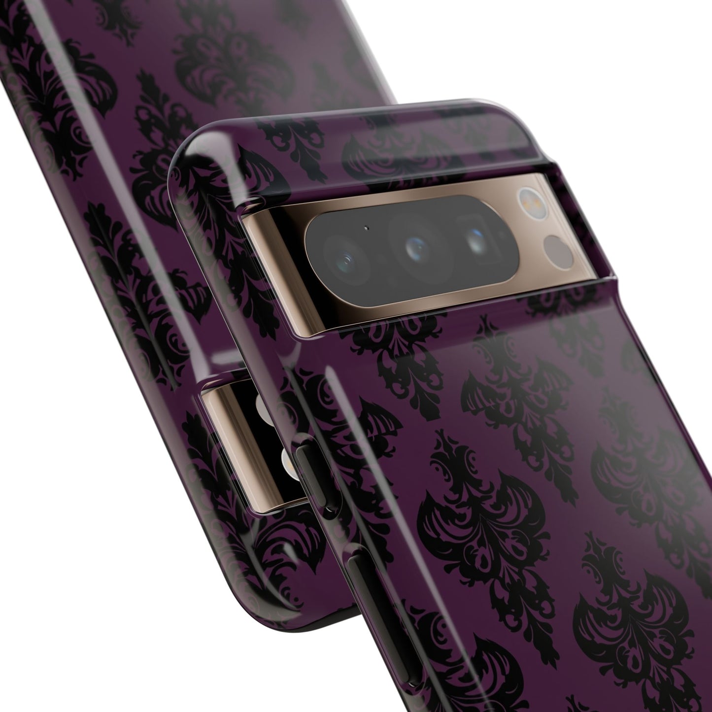 Purple and Black Victorian Damask Pattern Tough Cases