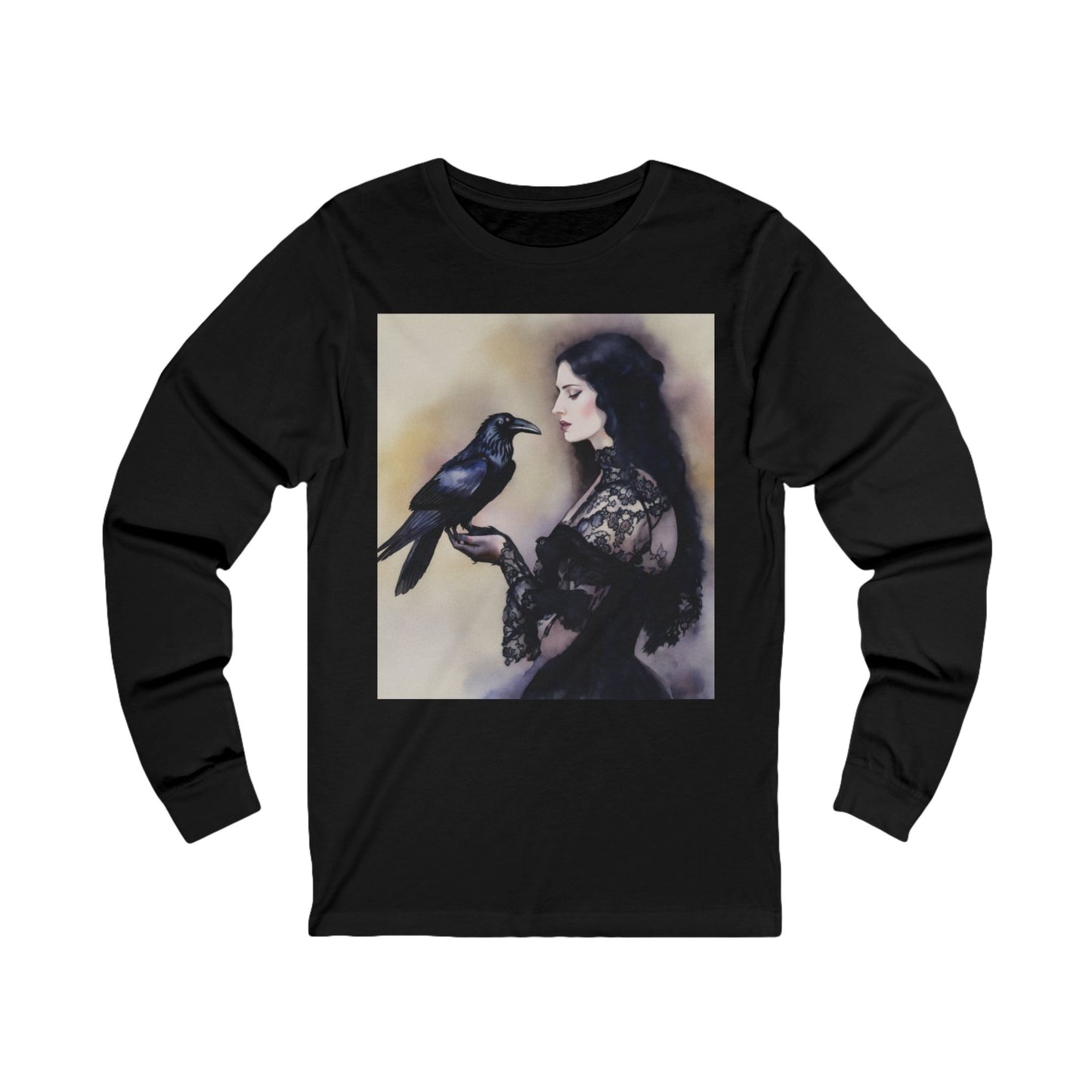 Victorian Raven Portrait Unisex Jersey Long Sleeve Tee