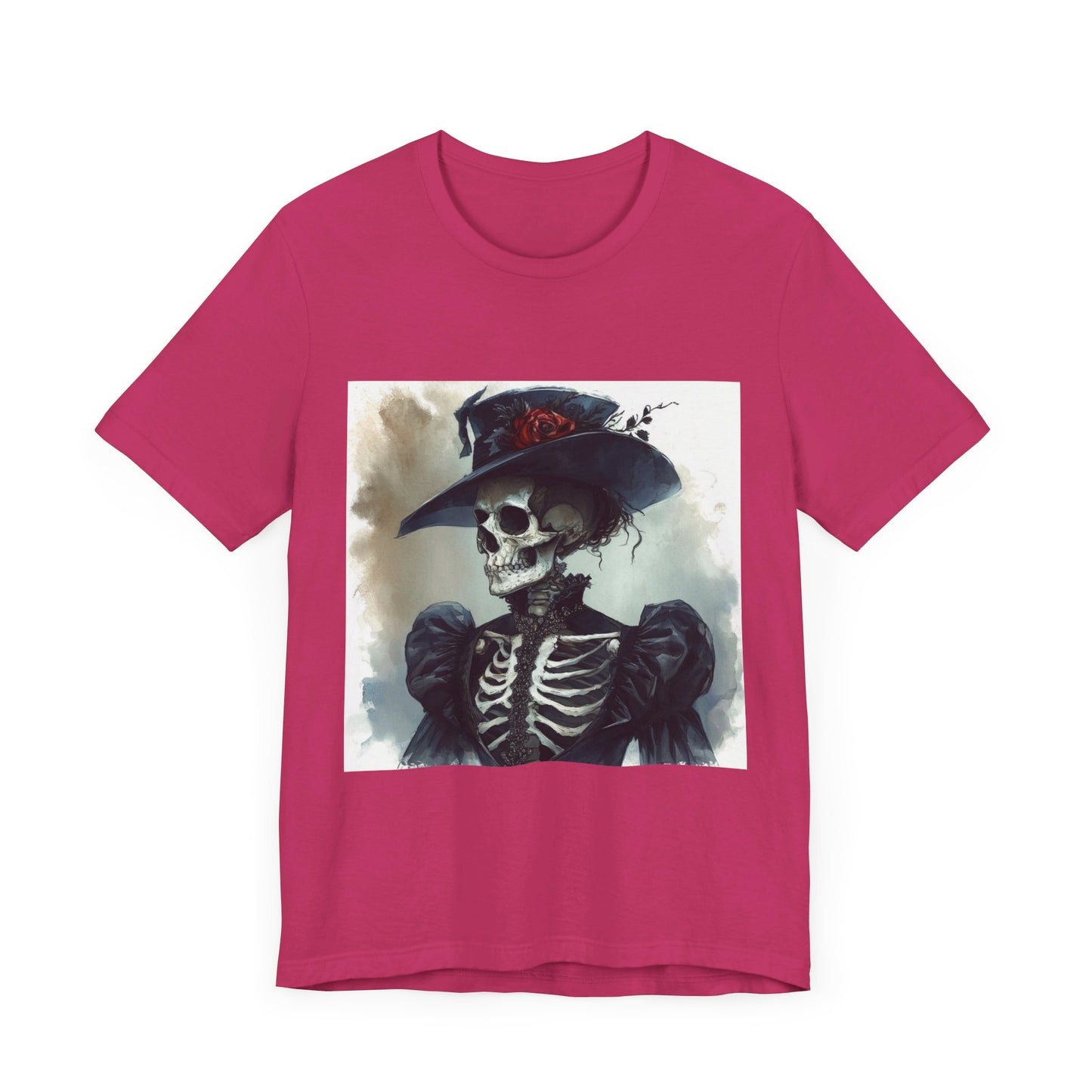 Rose Hat Skeleton Unisex Jersey Short Sleeve Tee