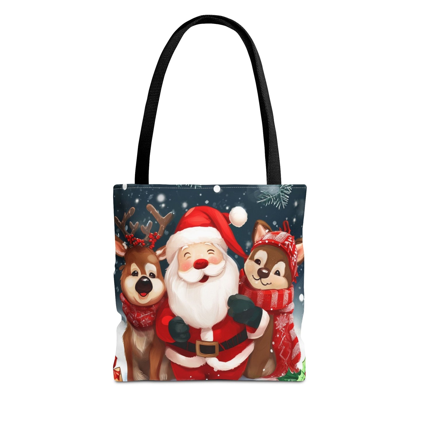 Cute Santa and Reindeer Tote Bag (AOP)