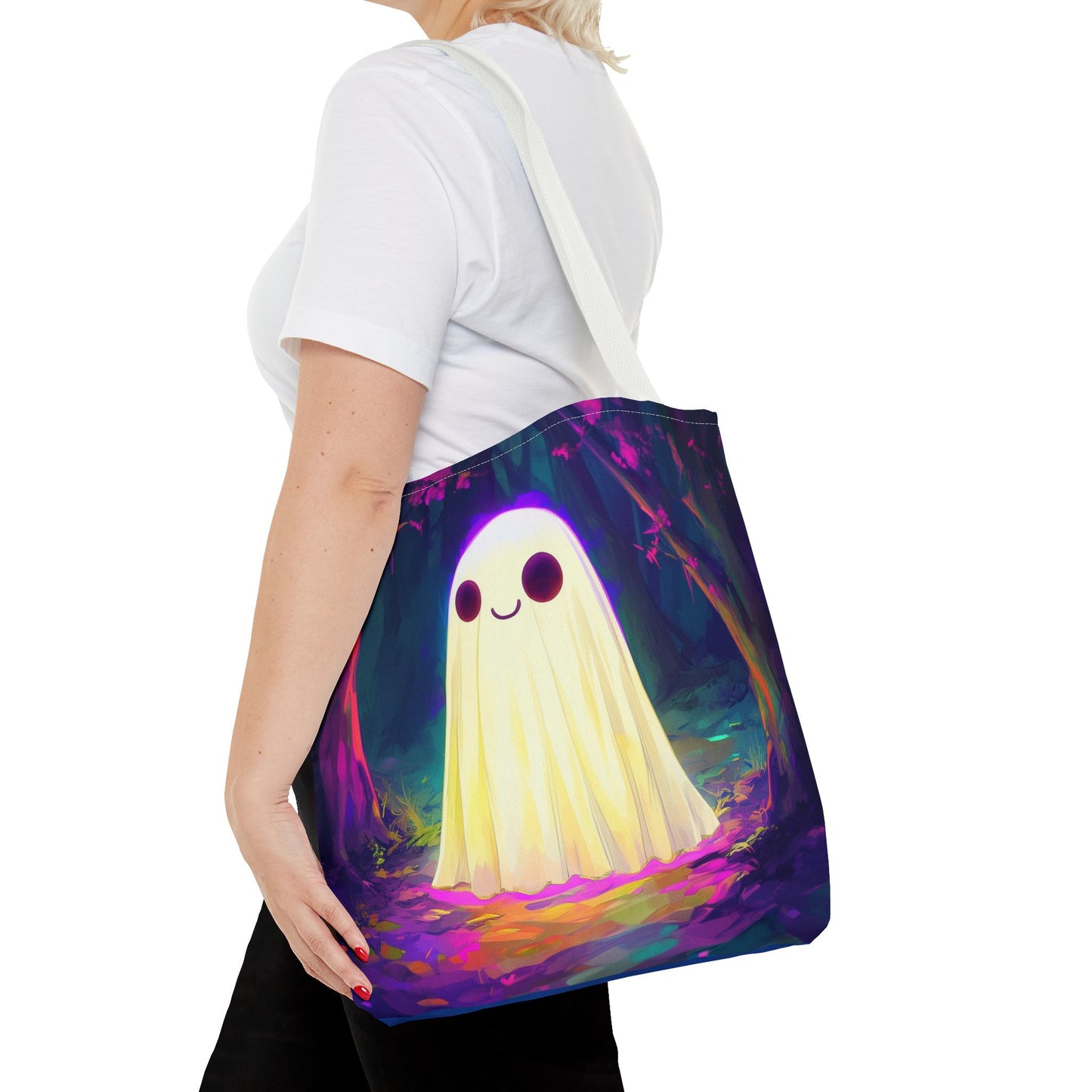 Cute Neon Ghost Tote Bag (AOP)