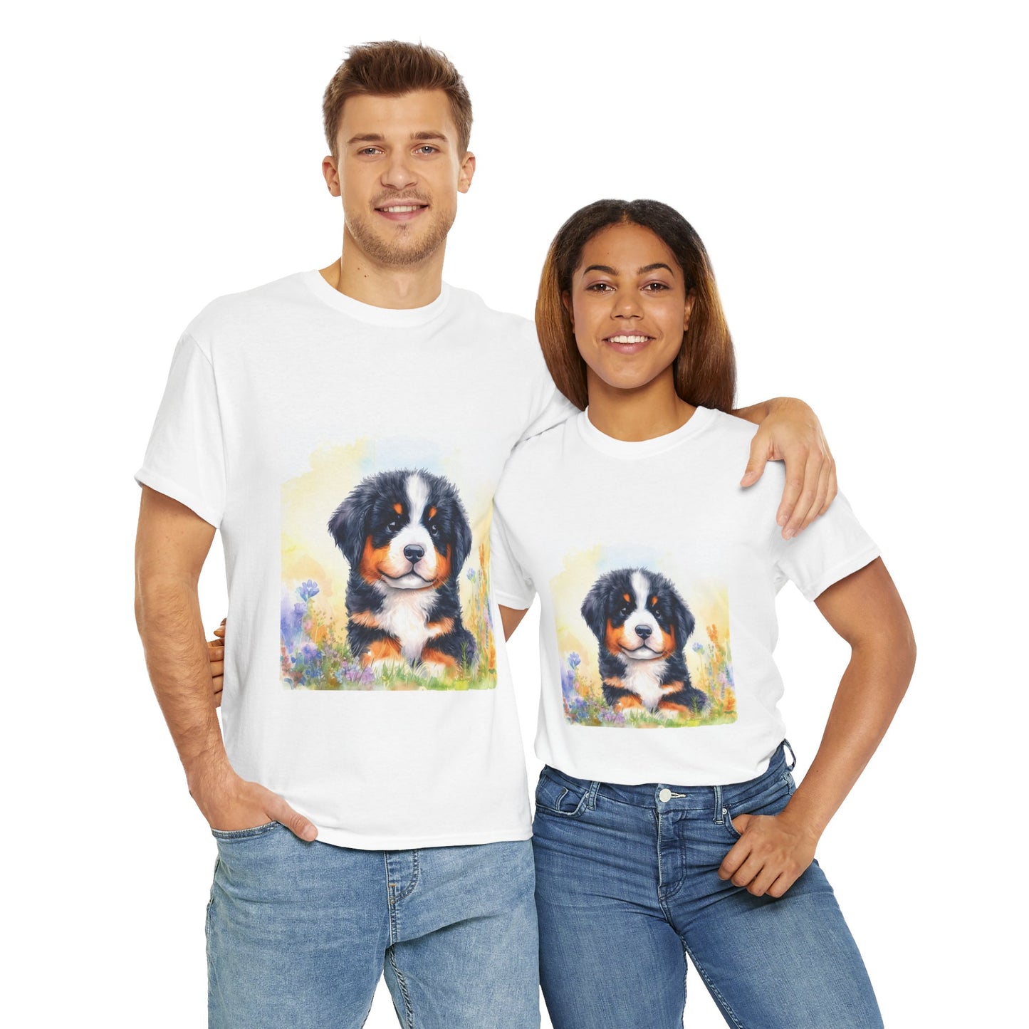 Bernese Mountain Dog Puppy Unisex Heavy Cotton Tee