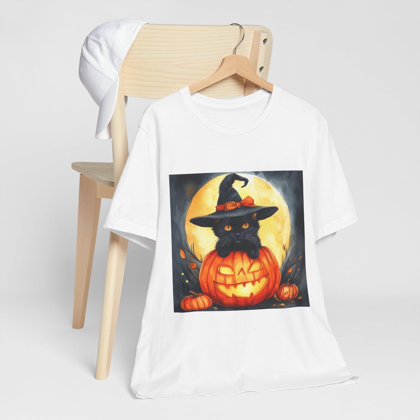 Cat inside Jack o' Lantern Unisex Jersey Short Sleeve Tee