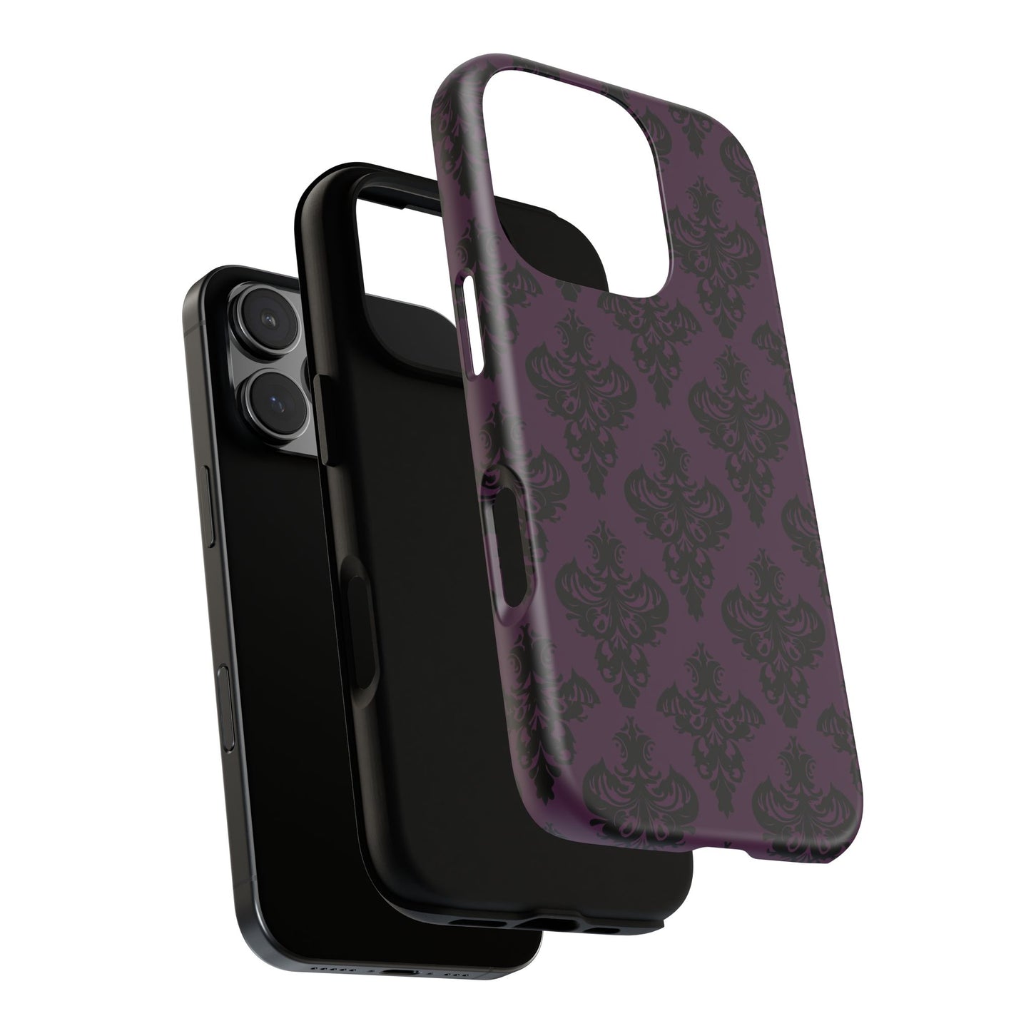 Purple and Black Victorian Damask Pattern Tough Cases