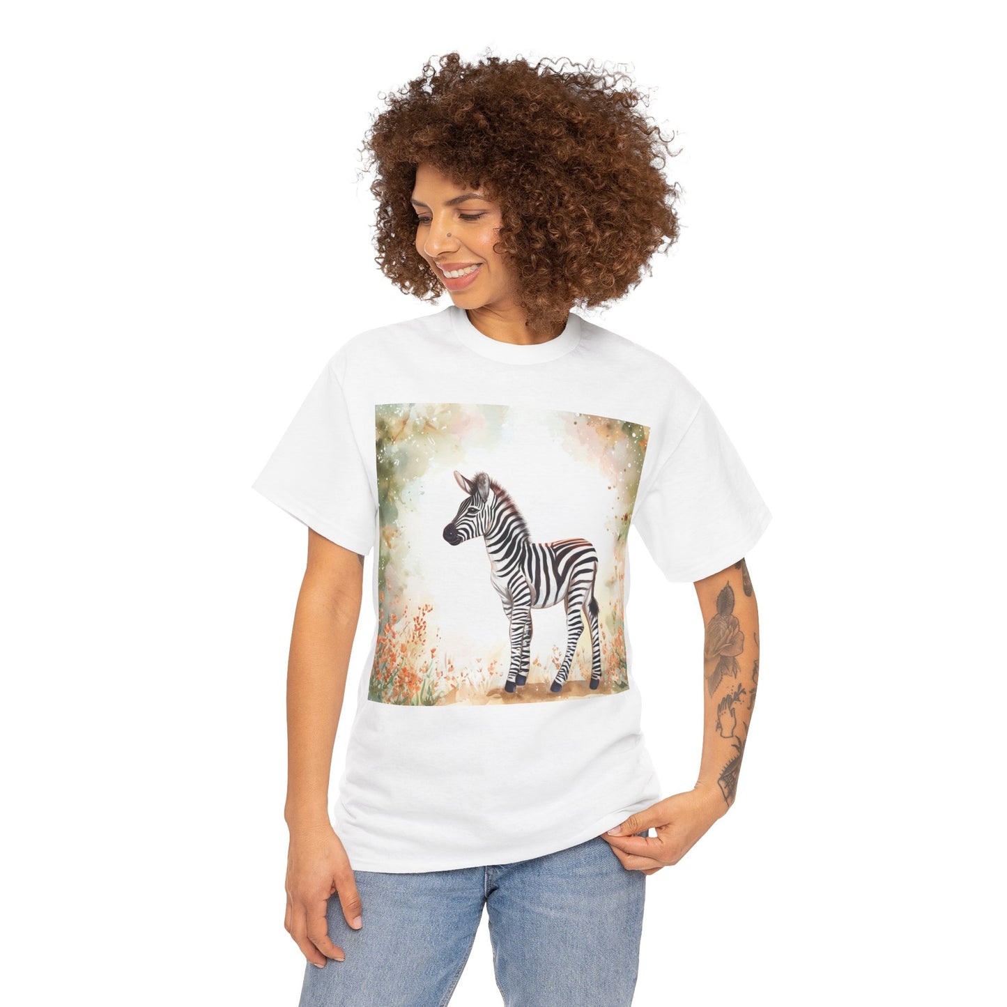 Playful Zebra Unisex Heavy Cotton Tee