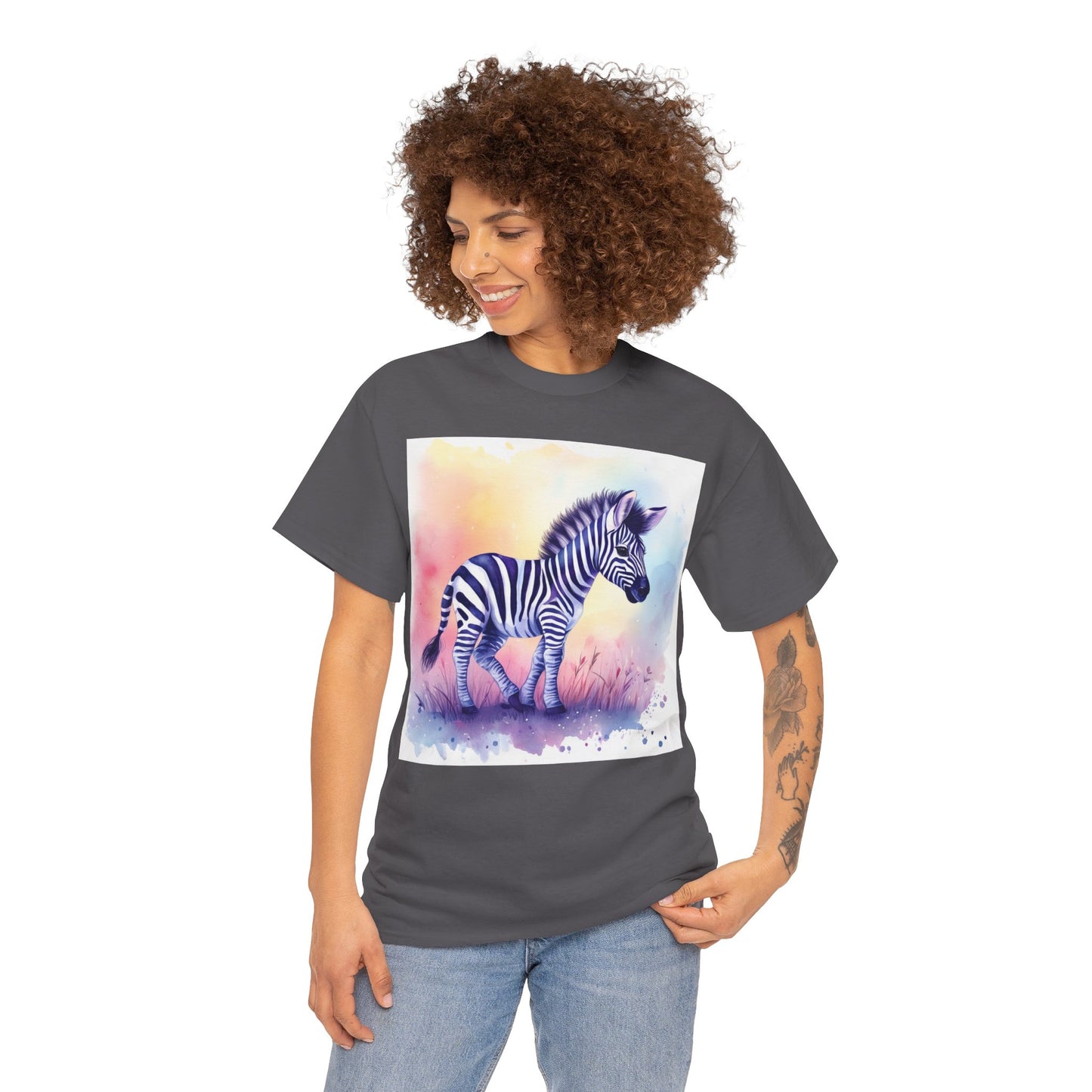 Lovable Baby Zebra Unisex Heavy Cotton Tee