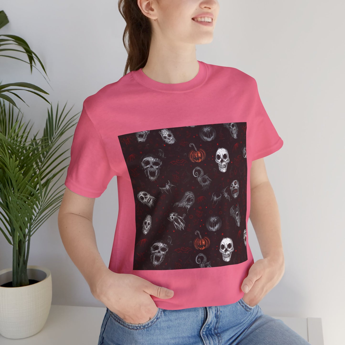 Scary Halloween Pattern Unisex Jersey Short Sleeve Tee