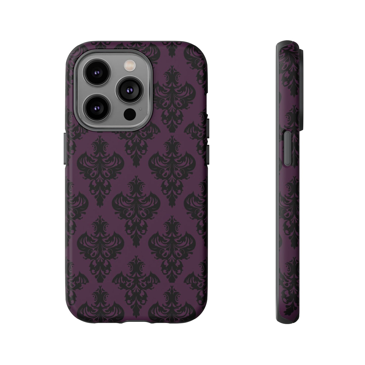 Purple and Black Victorian Damask Pattern Tough Cases