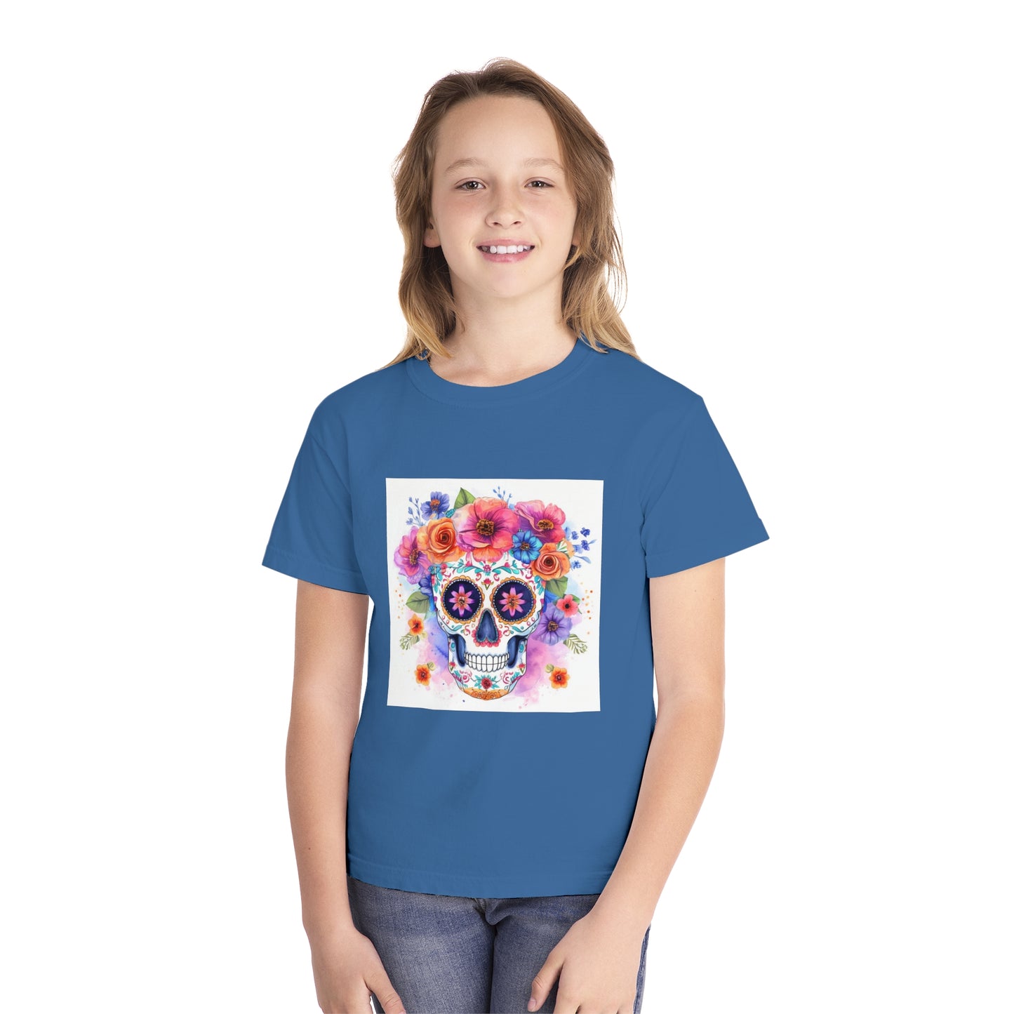 Colorful Sugar Skull Youth Midweight Tee