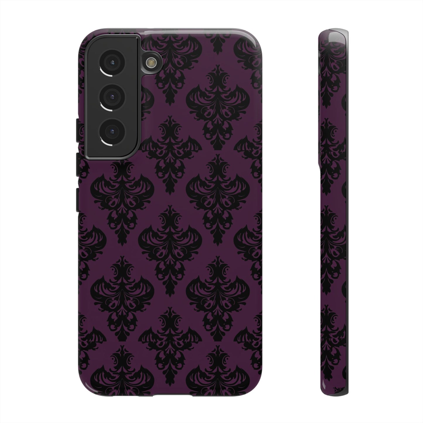 Purple and Black Victorian Damask Pattern Tough Cases