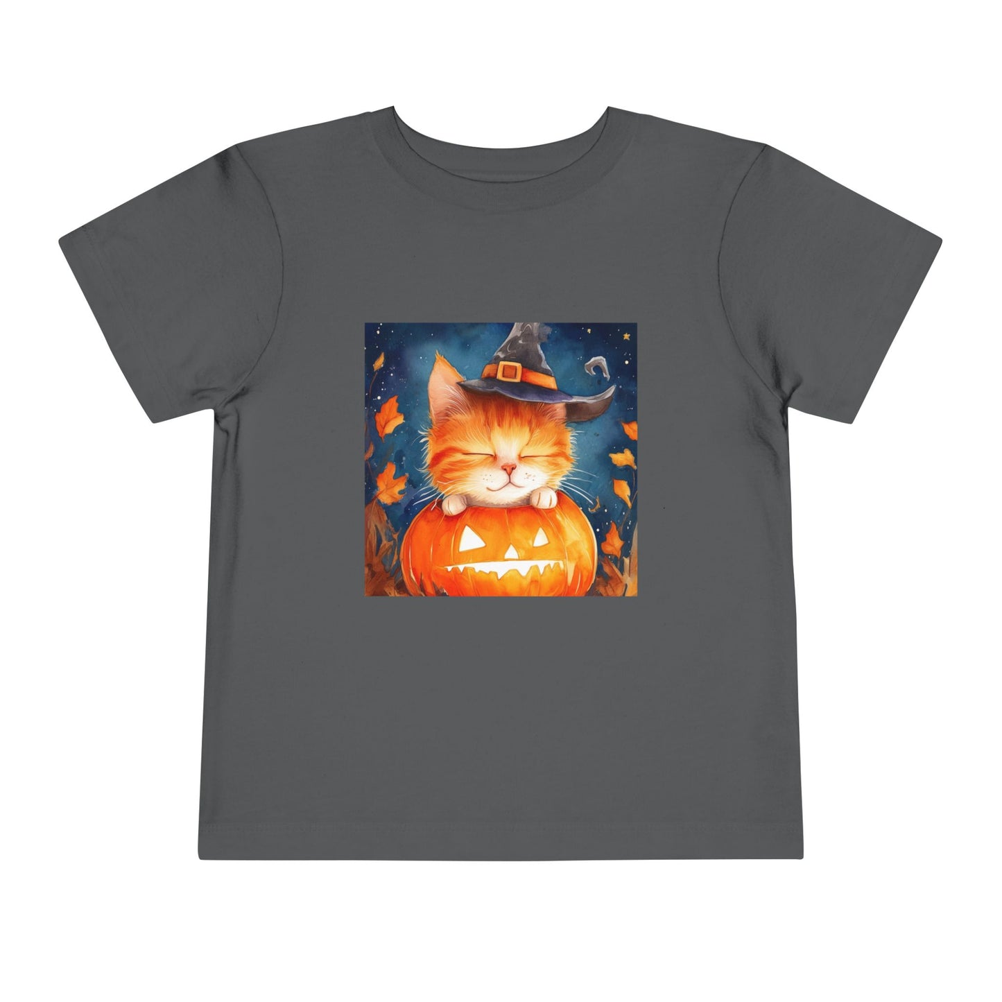 Cute Orange Cat on a Pumpkin Toddler Short Sleeve Tee