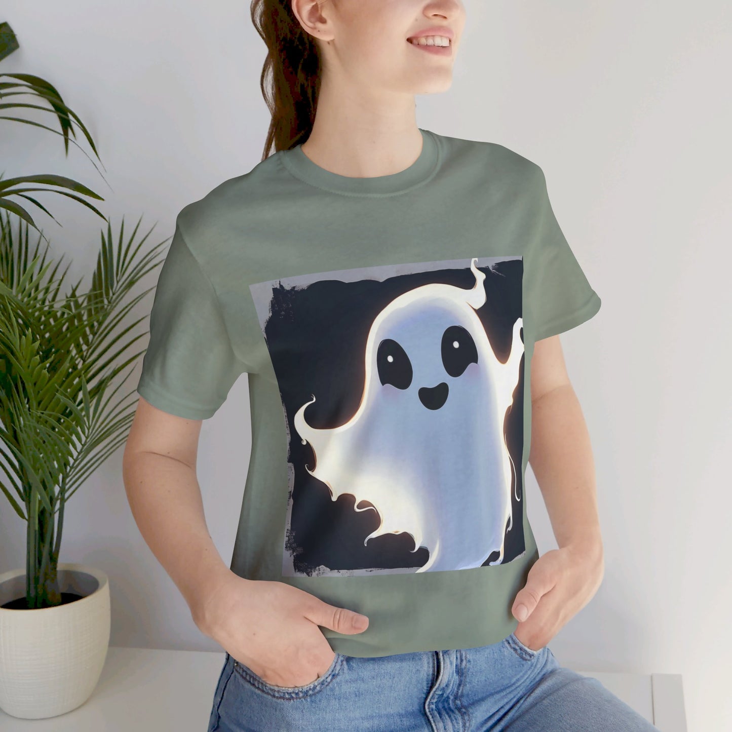 Cute Happy Ghost Unisex Jersey Short Sleeve Tee