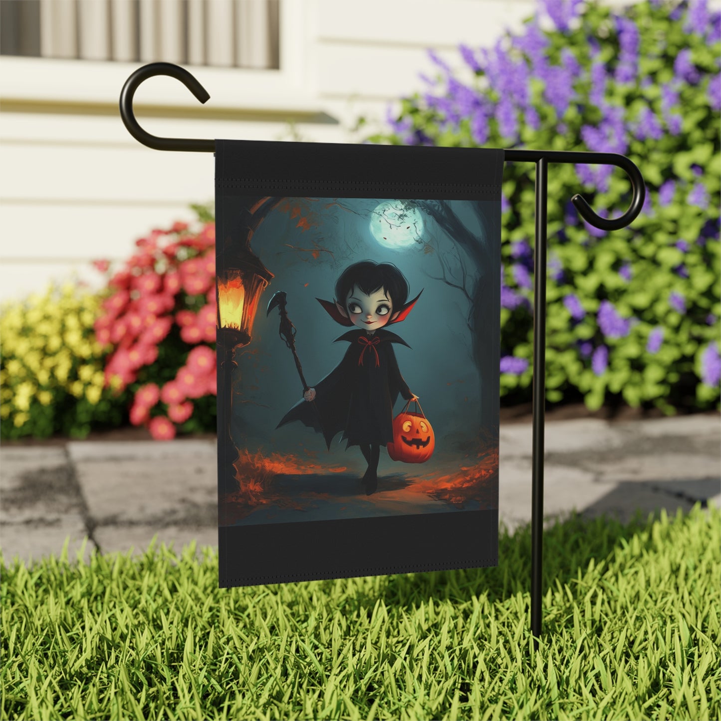 Cute Trick or Treating Vampire Garden & House Banner