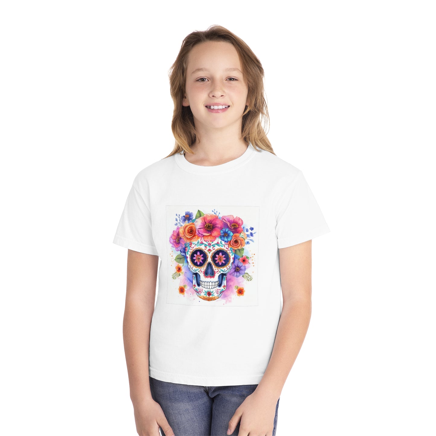 Colorful Sugar Skull Youth Midweight Tee