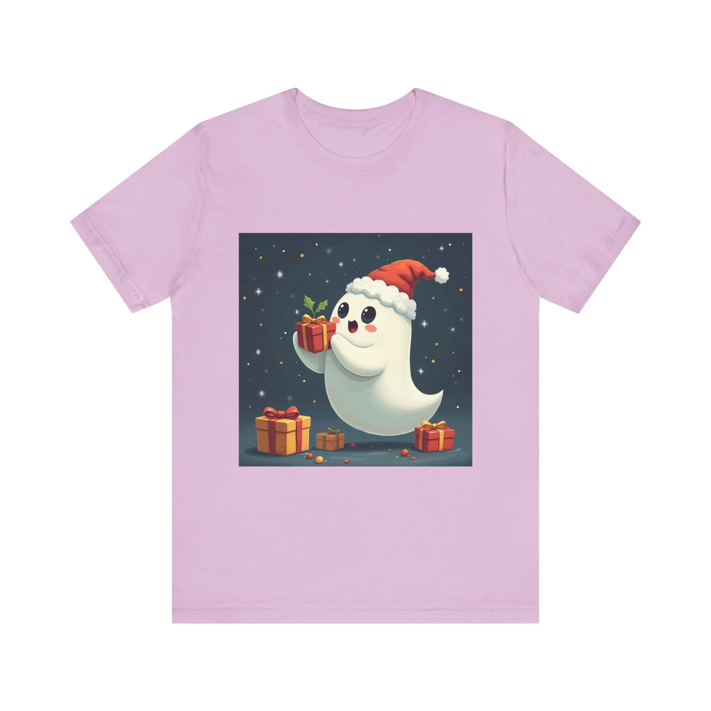 Cute Cartoon Present Ghost Unisex Jersey T-Shirt