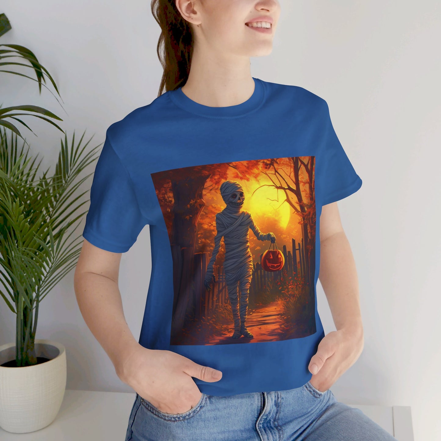 Halloween Sunset Mummy Unisex Jersey Short Sleeve Tee