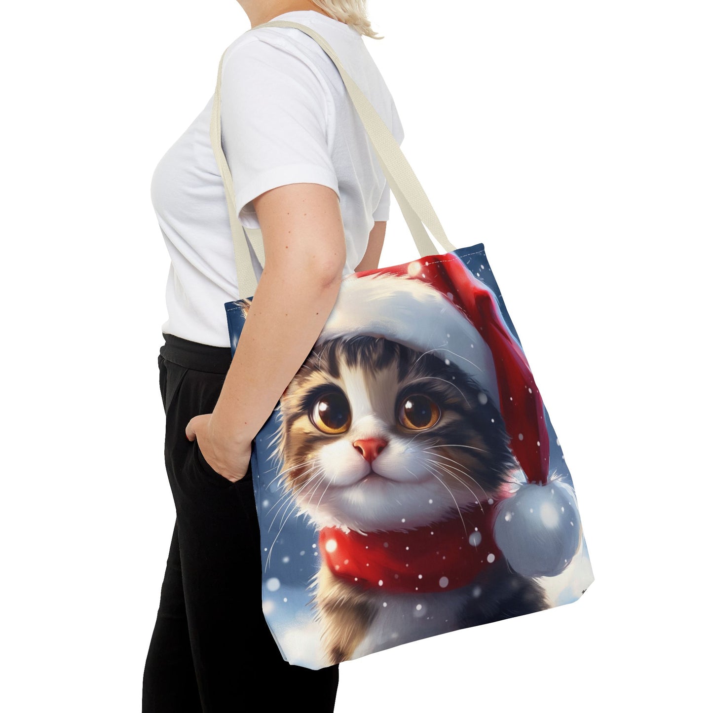 Cute Holiday Cat Tote Bag (AOP)