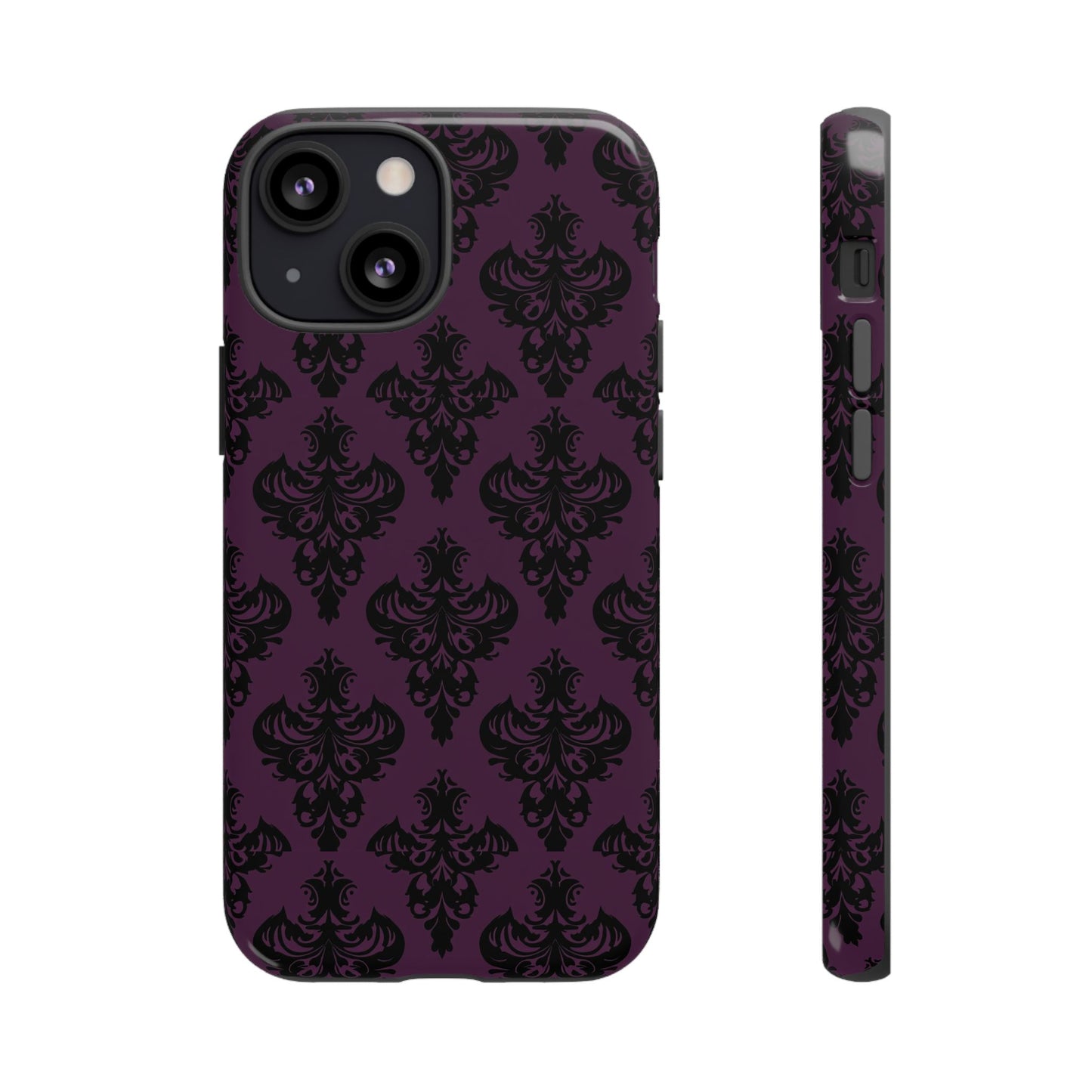 Purple and Black Victorian Damask Pattern Tough Cases