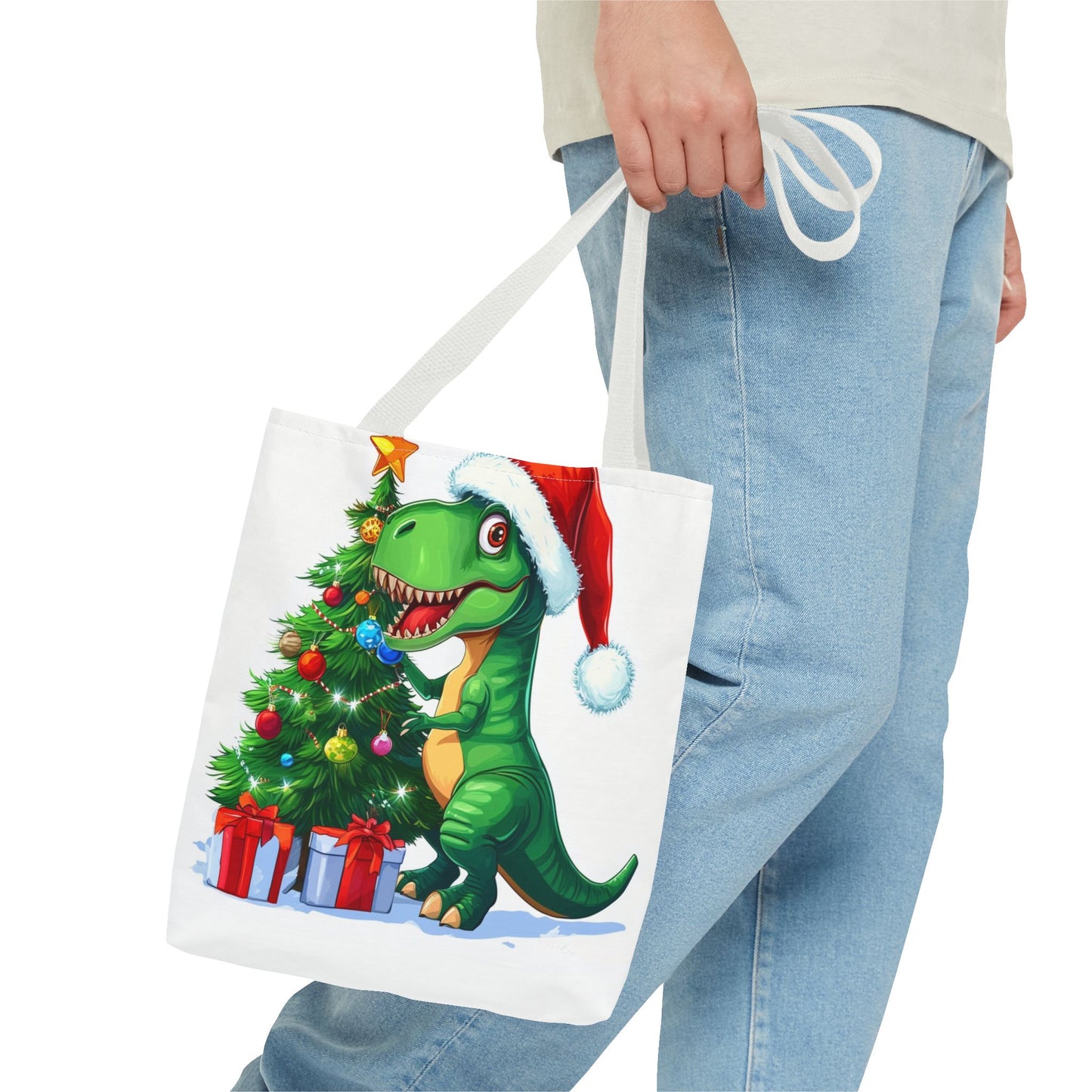 Holiday T-Rex Tote Bag (AOP)