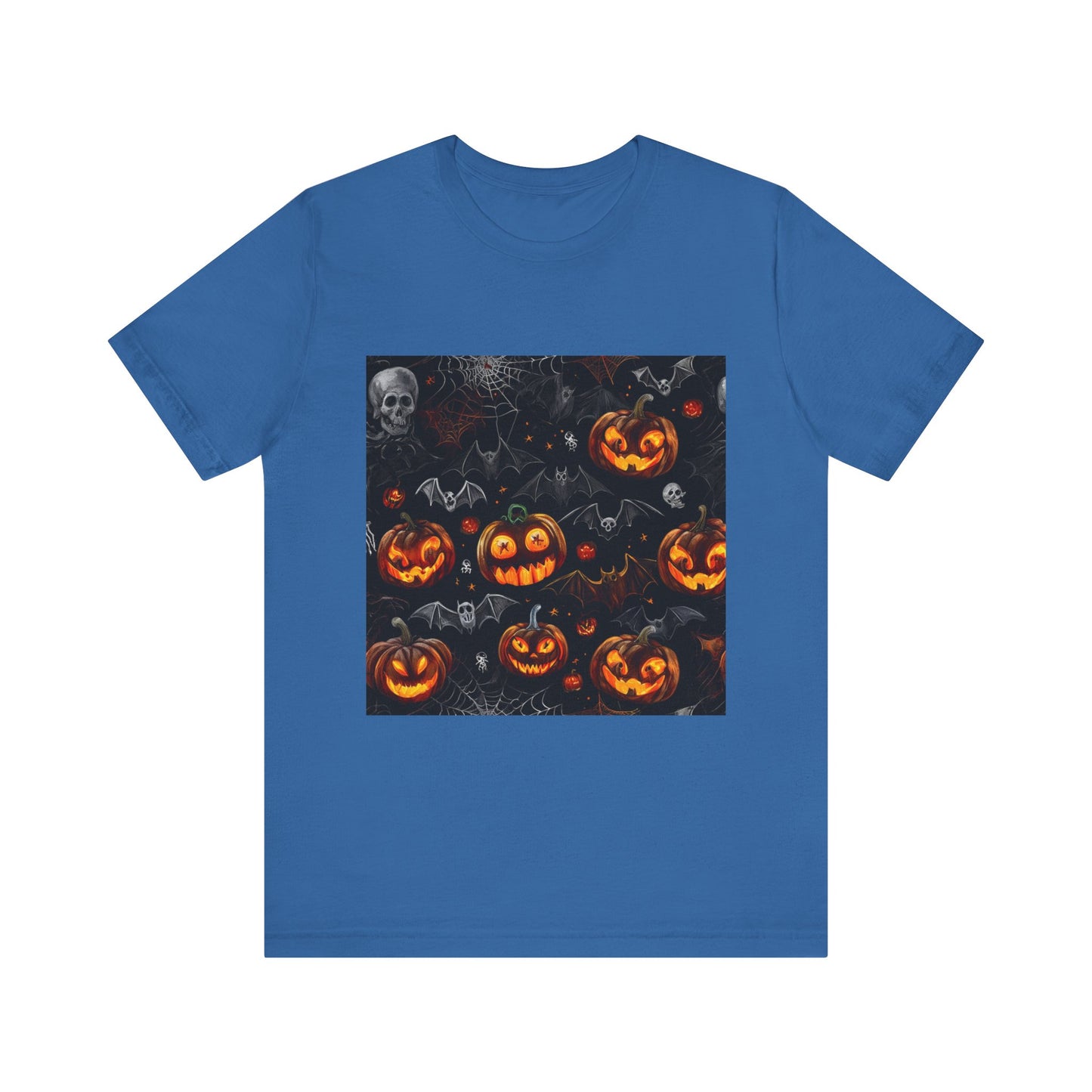 Spooky Pumpkin and Bats Pattern Unisex Jersey Short Sleeve Tee