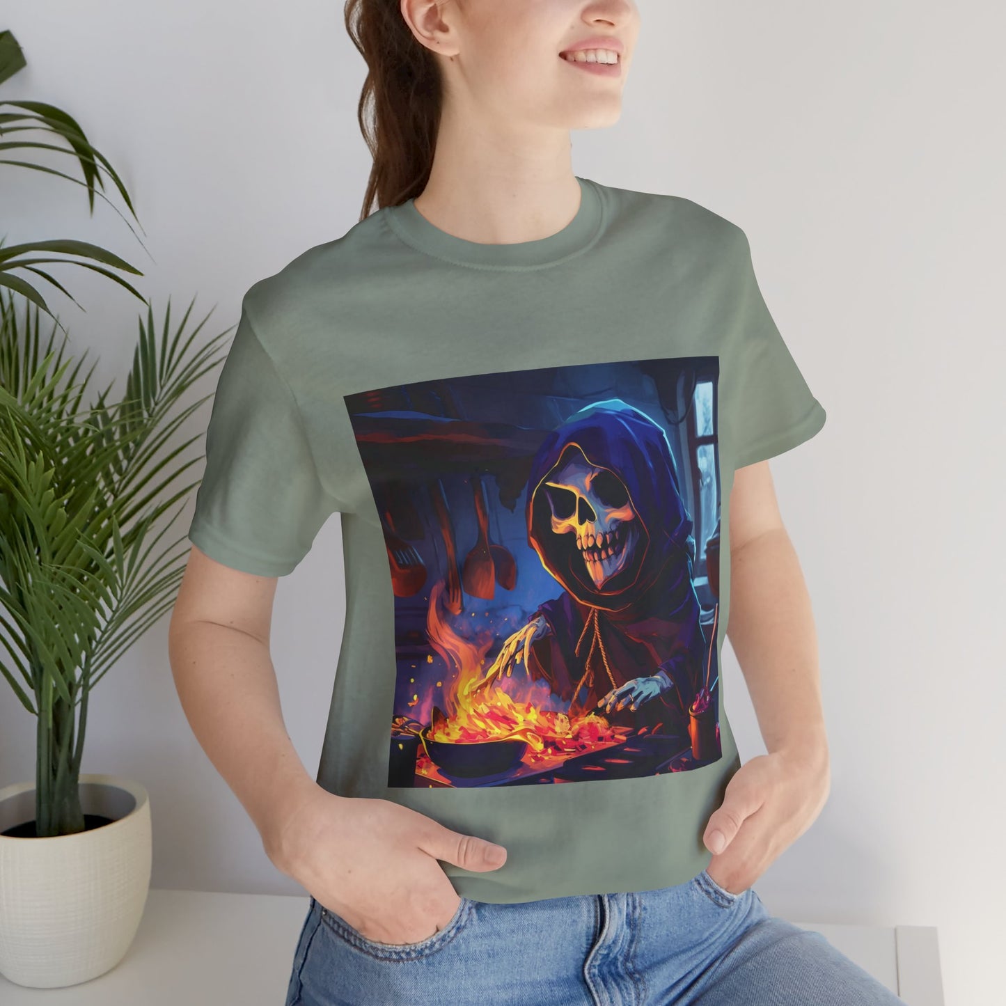 Grim Reaper Cooking Unisex Jersey Short Sleeve Tee