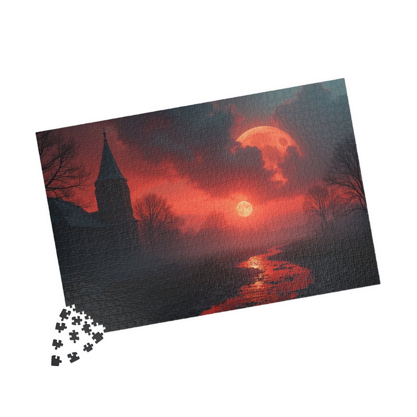 Red Moon Landscape Puzzle (110, 252, 520, 1014-piece)