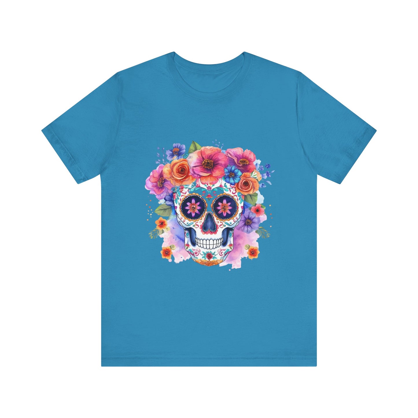 Colorful Sugar Skull Unisex Jersey Short Sleeve Tee