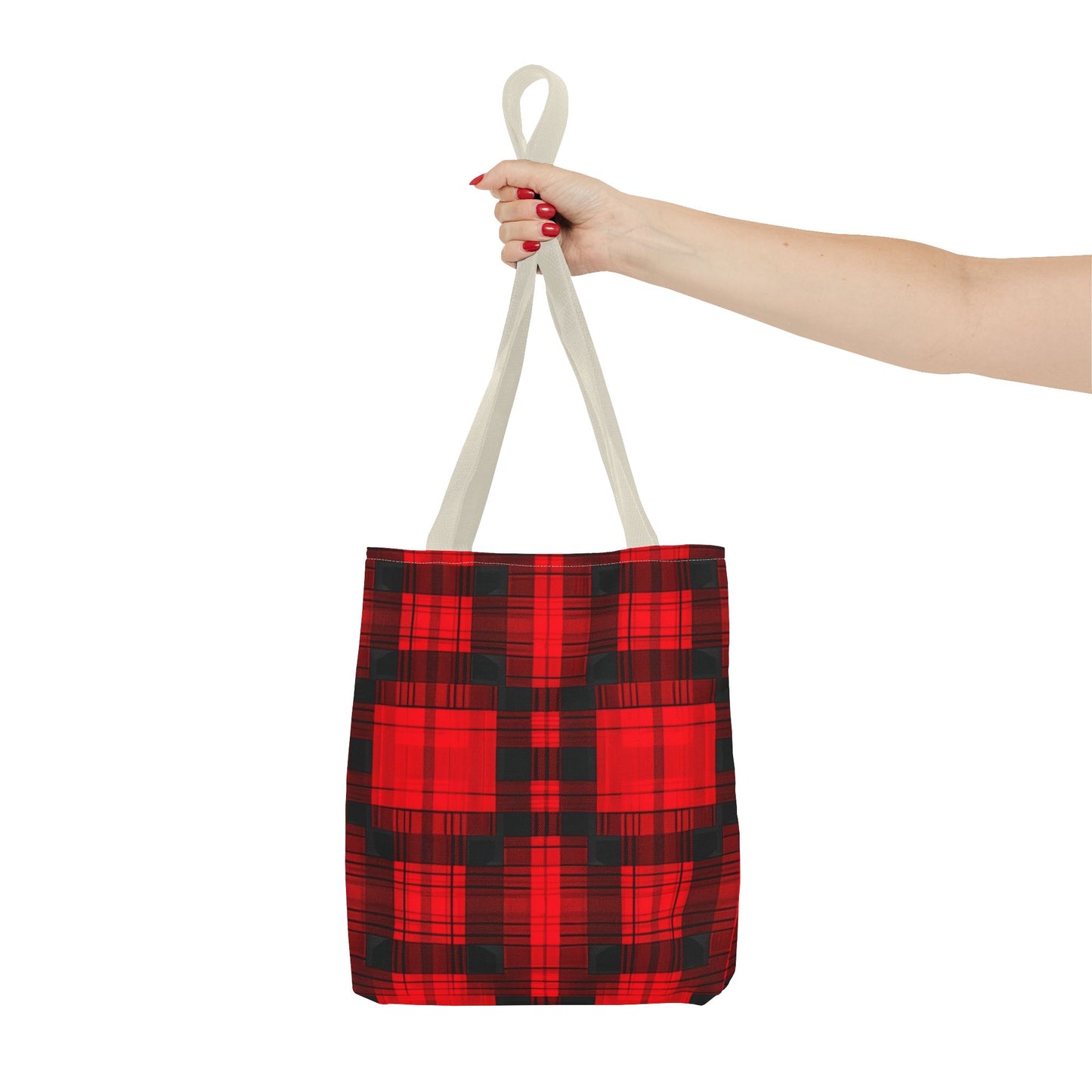 Red and Black Plaid Pattern Tote Bag (AOP)