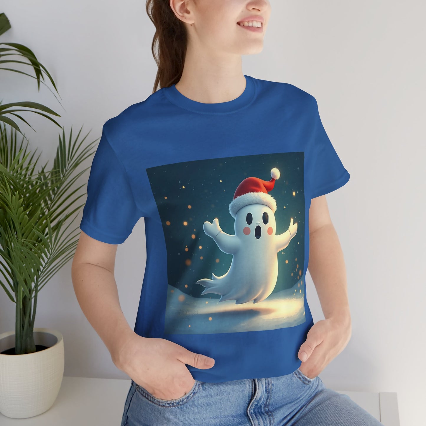 Cute Cartoon Ghost of Christmas Presents Unisex Jersey Tee