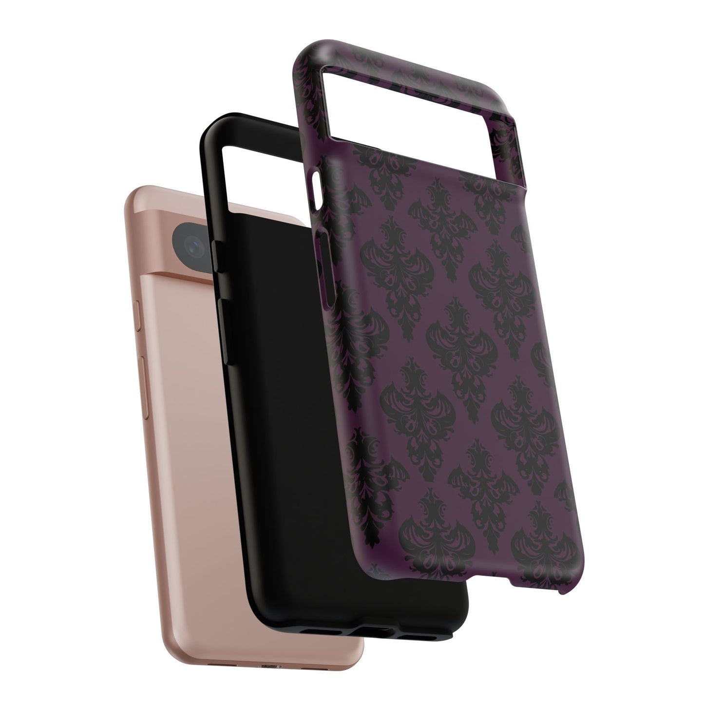 Purple and Black Victorian Damask Pattern Tough Cases