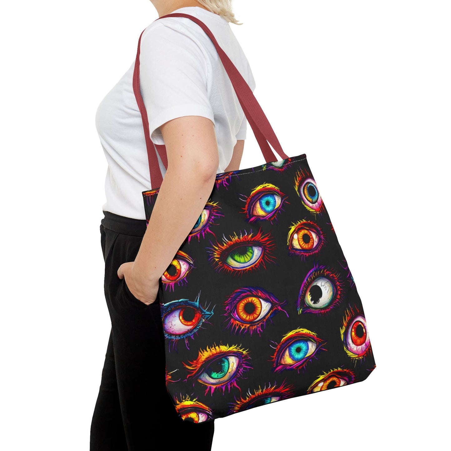 Colorful Spooky Eye Pattern Tote Bag (AOP)