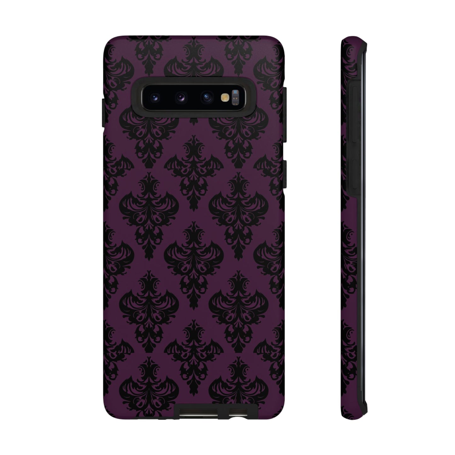 Purple and Black Victorian Damask Pattern Tough Cases