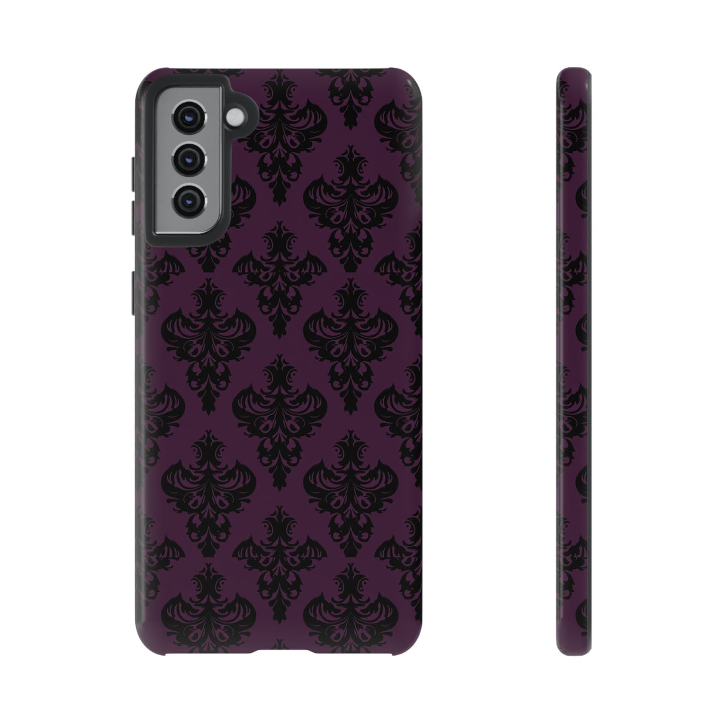 Purple and Black Victorian Damask Pattern Tough Cases