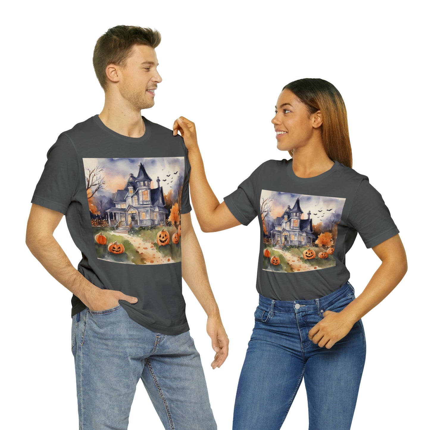 Haunted House Halloween Unisex Jersey Short Sleeve Tee