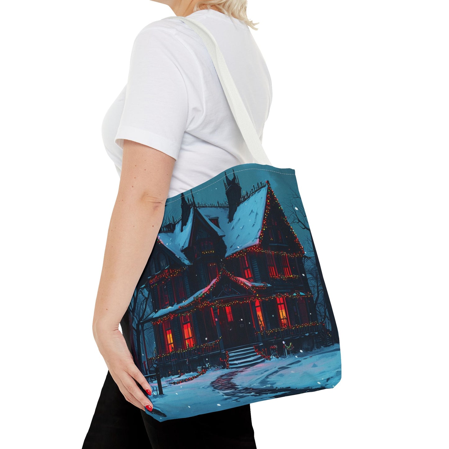 Festive Haunted House Tote Bag (AOP)