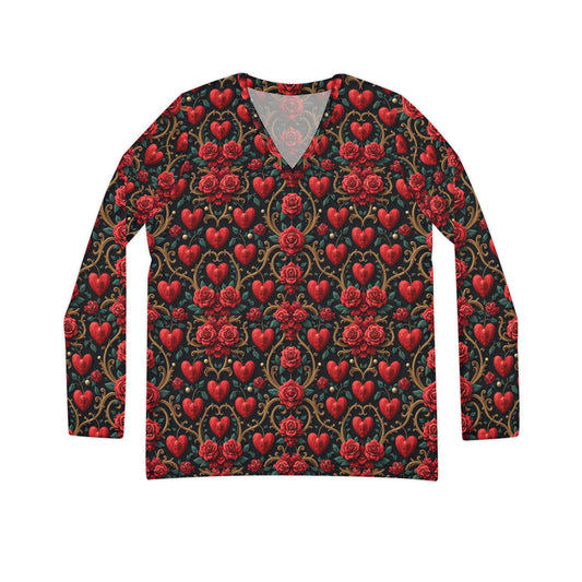 Heart Plant Women's Long Sleeve V-neck Shirt (AOP)