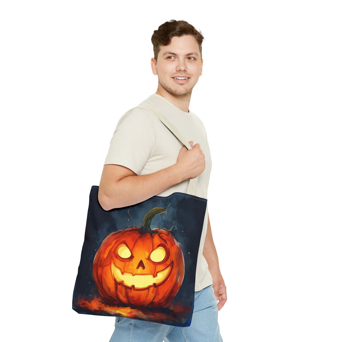 Cute Creepy Jack o Lantern Tote Bag (AOP)